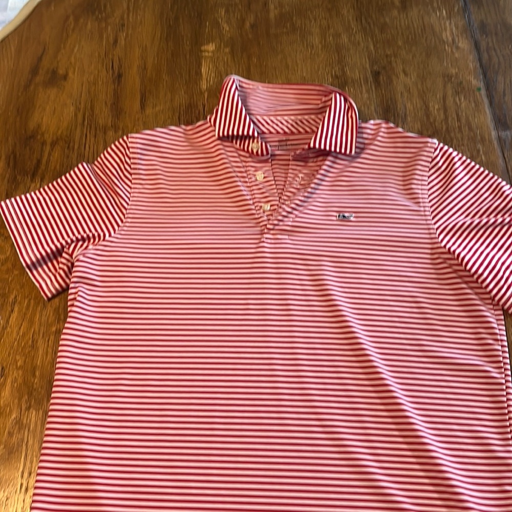Vineyard Vines Red striped Polo Boys Size XL